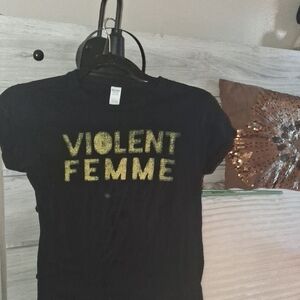 Gildan Black Tee with Gold Print - Short Sleeve